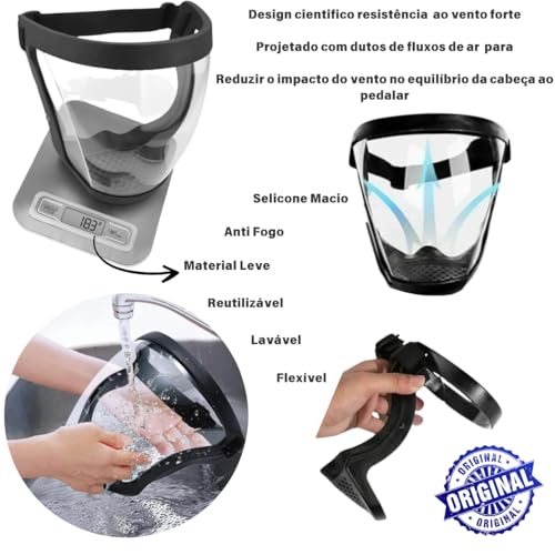 Máscara Facial Protetora com Viseira Transparente Roçadeira +10 Filtros em Algodão