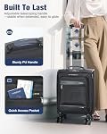 Carry On Luggage with Spinner Wheels, Softside Small Personal Item Suitcase Airline Approved, Rolling Suitcase for Travel Business Overnight, Black