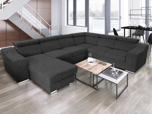 All4All Ecksofa mit Schlaffunktion Cleo Pano 334 cm x 264 cm - Wonlandschaft in U-Form - XXL Sofa -...
