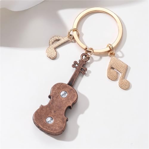 Porte-clés voiture avec pendentif notes de violon en métal argenté pour sac - 4