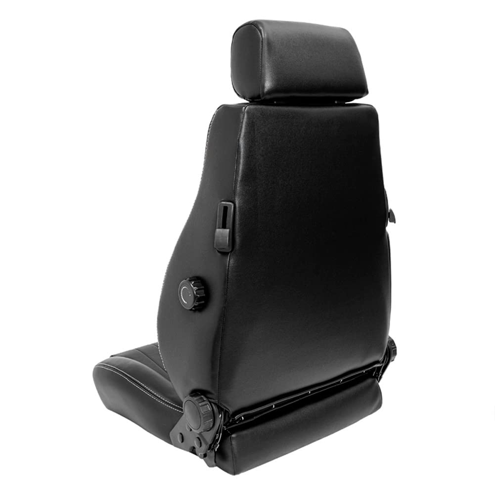 Siège sport 'Retro' - Cuir simili Noir + Coutures argent - Dossier régable - incl. glissière