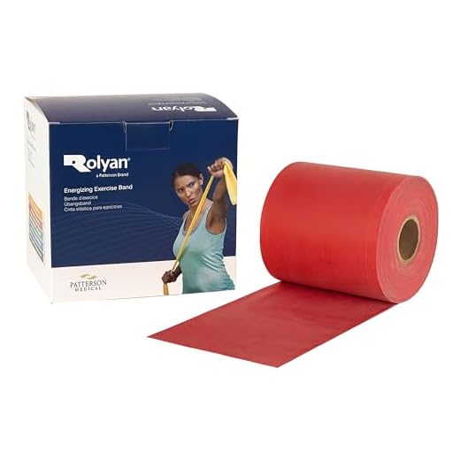 Rolyan Banda de Ejercicio de Resistencia, Resistencia Media, para Ejercicios la Fuerza y la Movilidad, Equipamiento para Fisioterapia, Rehabilitación de Lesiones, Gimnasio, Hogar, Rojo, 46 m
