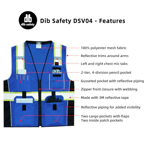 Dib Safety Heavy Duty Reflective Safety Vest Made with 3M Tape Blue Mesh XL by Dib Safety - Used condition - Image 4