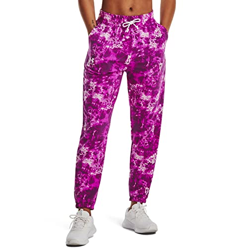 Jogging Under Armour femme Rival Terry imprimé rose Strobe taille Large