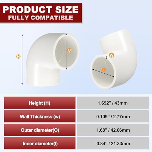 DTGN 20Pcs 1/2" 90° Elbow PVC Fitting, SCH40 2-Way Furniture Grade PVC Pipe Fitting, DIY Corner Elbow Connector for Building Furniture, Greenhouse Frame Connection, Socket x Socket by DTGN - Image 2