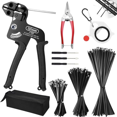 ZyCooom Stainless Steel Zip Ties Gun Kit,304 Metal Zip Ties Heavy Duty-BLK by ZyCooom - Used condition - US$40.50