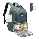 Mochila de Almuerzo Portatil, Mochilas Ordenador Portatil 16 Pulgadas, Mochilas Térmica con Compartimento para Almuerzo, para Escuela, Oficina, Picnic y Viaje (Verde Oscuro)