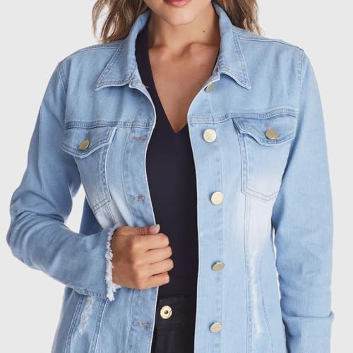 Jaqueta Jeans HNO Jeans Desfiada Delavê Azul