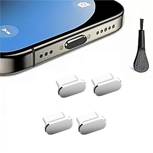 Bouchons anti-poussière USB C argenté avec brosse lot de 28 pièces