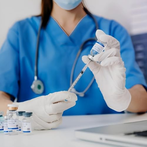 Image of Blue Nitrile Examination Gloves, Powder-Free, Latex-Free, Disposable Medical Gloves, Medium Size, 50 Count | Ideal for Medical, Food Handling, Laboratory, Salon & Cleaning