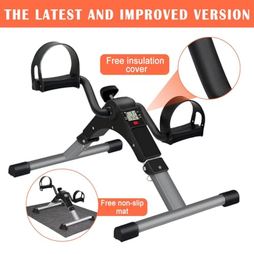 TABEKE Under Desk Bike Pedal Exerciser, Fully Assembled Folding Pedal Exerciser for Arm and Leg Workout, Portable Sitting Desk Cycle with LCD Screen Displays 251231(Grey) by TABEKE - Image 2