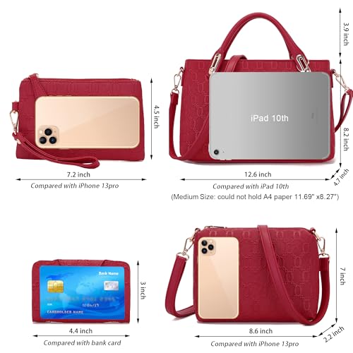 Image of Purse for Women Fashion Medium Shoulder Bag Crossbody Handbag Set 4PCS | Stylish Style,Chain Texture Design,with a Crossbody Strap,4-in-1 Multi-Style Purse Set