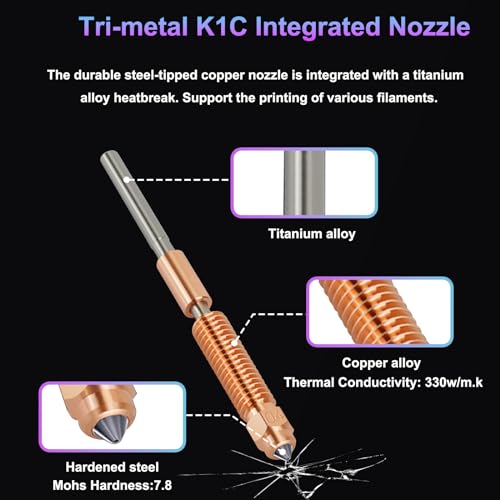 HIKUDIY 3PCS 0.2mm Unicorn Nozzle for Creality K1 / K1 Max/Ender 3 V3 / V3 Plus / K1C / K1 SE – Quick-Swap Hotend Nozzle with Titanium Heatbreak, Hardened Steel Tip by HIKUDIY - Image 3