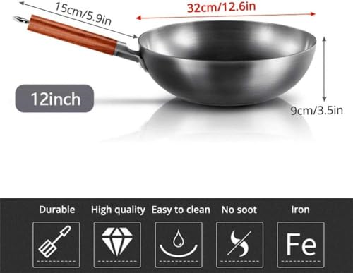 Wok de hierro tradicional chino 34cm miniatura 3