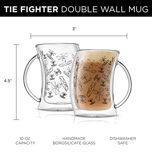 Joyjolt Tie Fighter Insulated Coffee Mug With Handle (10Oz). 2 Star Wars Mug Coffee Cups. Espresso Cups, Tea Cup Or Hot Chocolate Glass Cups. Borosilicate Glass Mug, Double Wall Glass Coffee Mugs Set #TOP1