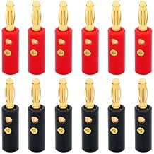 WWZMDiB 4mm Banana Plugs Stackable Connectors for Speaker Wire 12Pcs/6pair Gold Plated