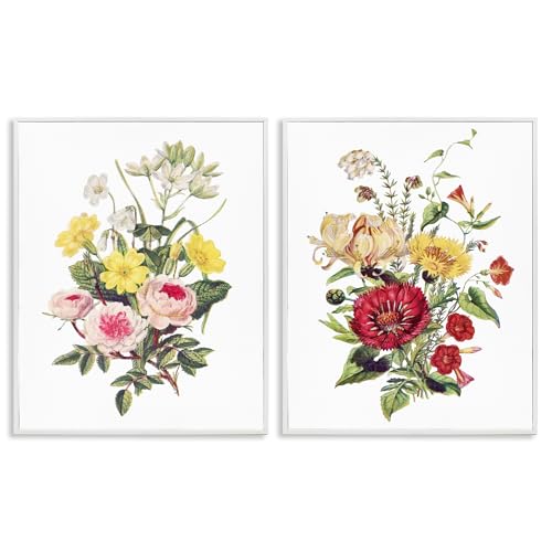 Lot de 2 bouquets de fleurs encadrés blancs Stupell Industries 76x61 cm