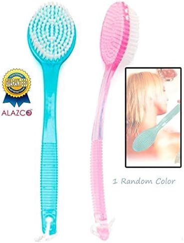1 Random Color ALAZCO Bath Brush Back Scrub Scrubber Shower Body Skin Exfoliating 13.5" Long Handle