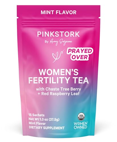 Pink Stork Fertility Tea for Conception and Hormone Balance with Organic Mint, Vitex, and Red