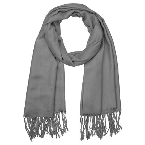 Falari Women's Soft Solid Color Pashmina Shawl Wrap Scarf Wedding Favors Bride Bridesmaid Gifts Evening Dress, Dark Grey, One size