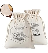 2 Pack of Reusable Bread Bags, Natural Linen Bread Bag for Homemade Bread, Reusable Bread Bags wi...