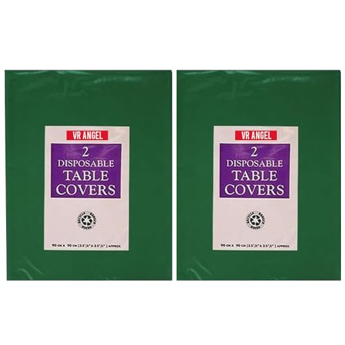 VR Angel 4 x Dark Green Disposable Paper Table Cloth Cover for Square or Rectangular Dining Table Birthday Party, Catering, Baby Shower, Wedding Decorations - 90 x 90cm