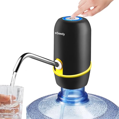 eSeedy Electric Water Pump, Automatic Drinking Water Dispenser for 5 Gallon Water Bottle, Portable Water Dispenser with Rechargeable Batteries and USB Charging for 5 Gallon Water Jugs