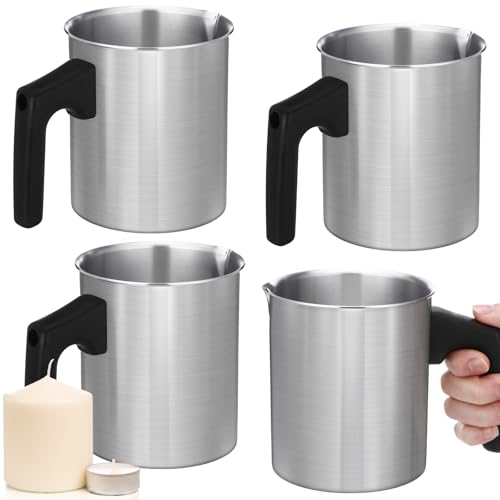 Ziliny 4 Pcs Candle Making Pouring Pot Wax Pouring Pitcher with Dripless Spout and Heat Resisting Handle Aluminum Wax Melter for Christmas DIY Candle Making Kits Gift(0.7 L)