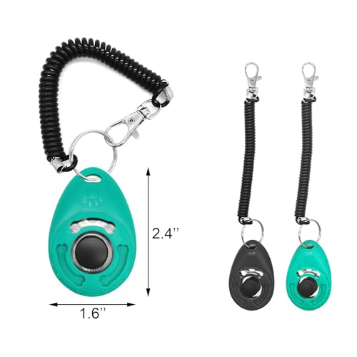 Quacc 2 peças de clickers de treinamento de cães com alça de pulso e fecho, treinador de animais de