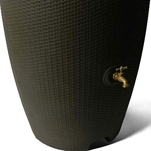 Algreen 50 Gallon Wicker Rain Barrel, Chocolate Mocha - Thumbnail 2