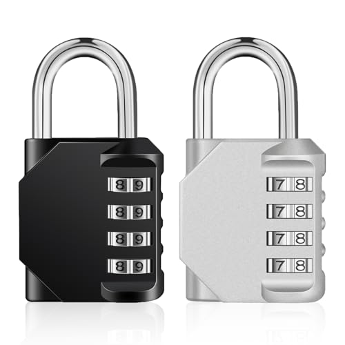 Image of ZHEGE Combination Lock 2 Pack, 4 Digit Outdoor Combo Lock (Black & Sliver) | Padlock for Gym, School, Gates