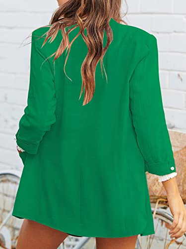 Anrabess Womens 2023 Spring Summer Casual Open Front Long Sleeve Lightweight Work Office Jackets Blazer Suit 559Lvse-M Green #TOP4