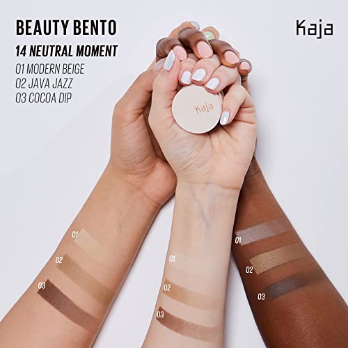 Kaja Beauty Bento Collection - Bouncy Eyeshadow Trio | Neutral Earthy Tones, Travel Size, 14 Neutral Moment, 2019 Allure Best Of Beauty Award, 0.03 Oz #TOP1