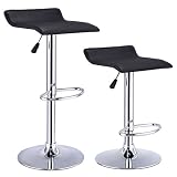 Set Of 2 Swivel Bar Stools Adjustable Waterproof Anti-aging PU Leather Backless Dining Bar Chair Squ