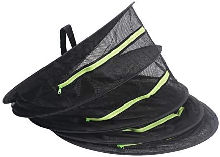 Nwvuop 4 Layer Herb Drying Rack Plant Dryer Mesh Hanging Drying Net with Green Zippers Black