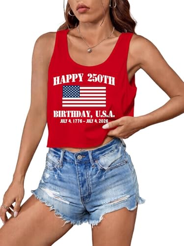 T&Twenties American Flag Tank Top for Women,4th of July Stars Striped Racerback Tees Sleeveless Patriotic USA Flag Vest Tops