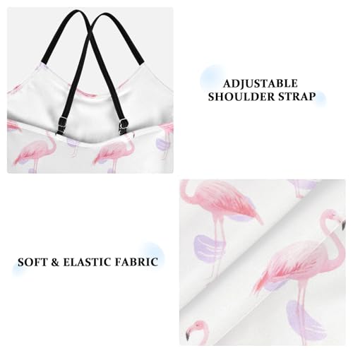 senya Girls Swimsuits One-Piece Swimwear Tie Bathing Suit Beach Summer Round Neck 5-6T Flamingo White Background Pattern3