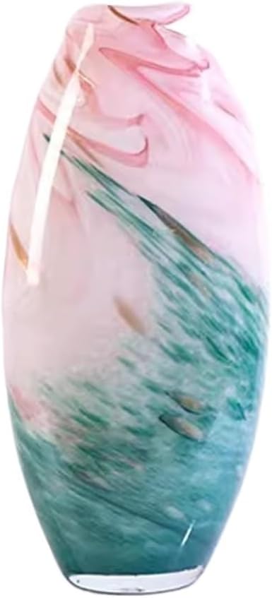Vase Light Luxury Pink Gradient Glass Vase High-end Glass Vase Decoration Living Room Flower Arrangement Foyer Decoration Suitable for Dining and Living Room Home decoratio(Small)
