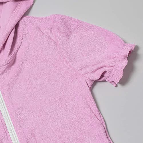 Kids Girls 𝗧erry Cover Up Zip-Up Hoodie Bathrobe with Pockets Short Sleeve Casual Beach Pool Swimsuit Plain Dresses3