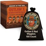 Outlaw X Farm 100 Count Live Red Wiggler Composting Worms Mix for Garden Soil or Fishing | Starter Pack of Compost Worms Improves Soil Structure and Quality for Healthier Gardens