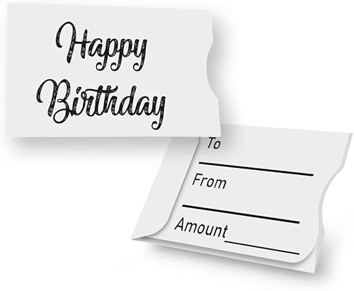 Tarjetero de regalo de cumpleaños, paquete de 50 fundas de papel para tarjetas de regalo a granel, regalos de fiesta de cumpleaños, color blanco