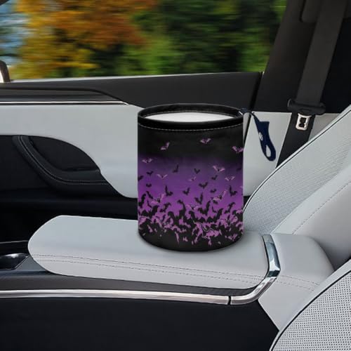 Image of Halloween Bats Car Trash Can Collapsible Portable Small Car Garbage Bin for Front Seat, Back Seat, Floor, Headrest Rubbish Bin Universal for SUV Trucks