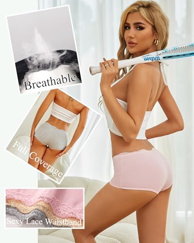 UNDER THE SEA Boy Shorts Underwear for Women Cotton Boxer Briefs Full Covreage Lace Boyshort Womens Panties 6 Pack3