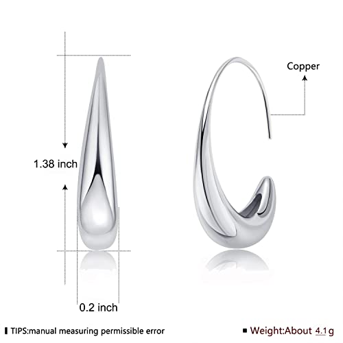Lightweight Teardrop Hoop Earrings for Women 18k White Gold/Gold Plated Large Oval Hoop Earrings High Polished Statement Hoop Earrings Jewelry Gifts2