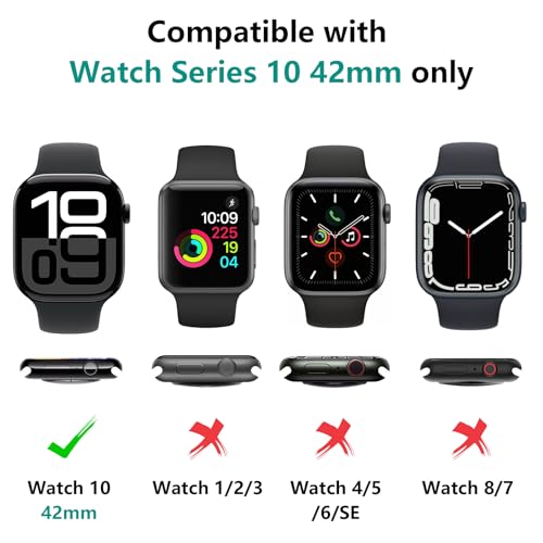 Bigqin 5 Pack Case with Tempered Glass Screen Protector Compatible with Apple Watch Series 11 Apple Watch Series 10 42mm, Ultra-Thin Scratch Resistant Full Protective Hard PC Bumper Cover by Bigqin - Used condition - Image 2