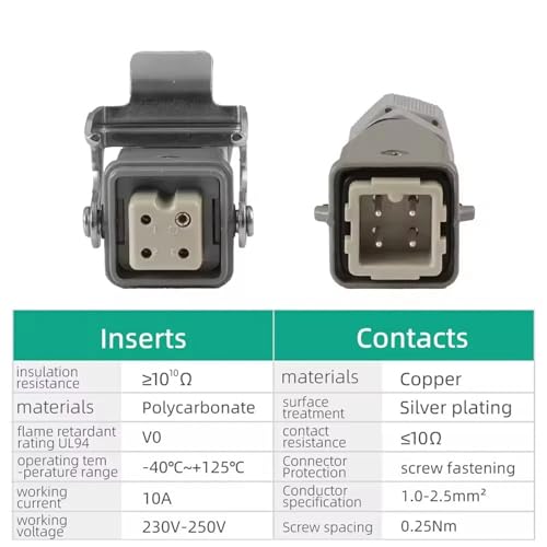 Conector industrial HA de 8 pines lateral hacia afuera para cables eléctricos 4