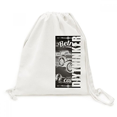 Toile Drawstring Backpack haut de gamme au motif automobile peint à la main pour voyage