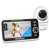 HelloBaby Monitor, 5''Display, Pan-Tilt-Zoom Video Baby Monitor with Camera and Audio, Night Vision,
