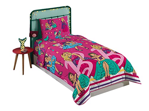 Edredom Dupla Face Microfibra Solteiro Estampado Barbie Reinos Mágicos 1,50 m x 2,20 m Com 1 peça