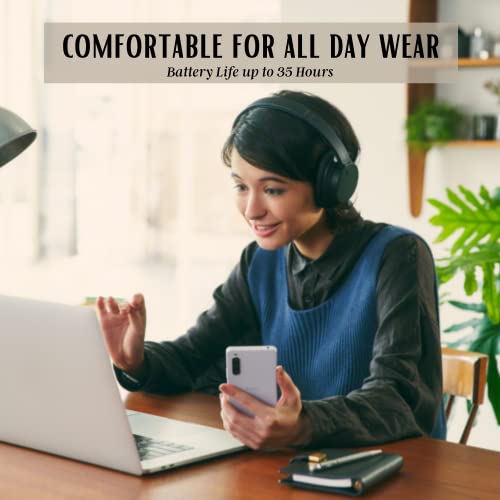 Sony Wireless Noise Cancelling Headphones - Over The Ear Bluetooth Headset With Mic For Phone-Call – Black + Neego 3.5Mm Headphone Extension Cable, 10Ft #TOP3